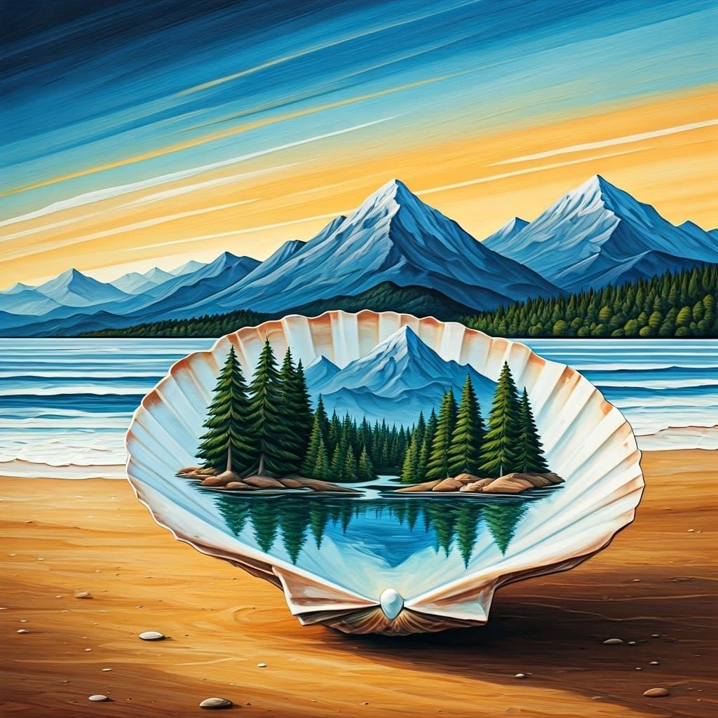 Seashell Landscape: Encaustic Art Inspired by Van Gogh