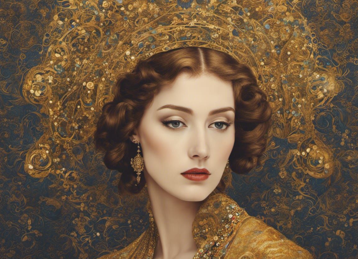 Golden Portrait in Austrian Secession Style