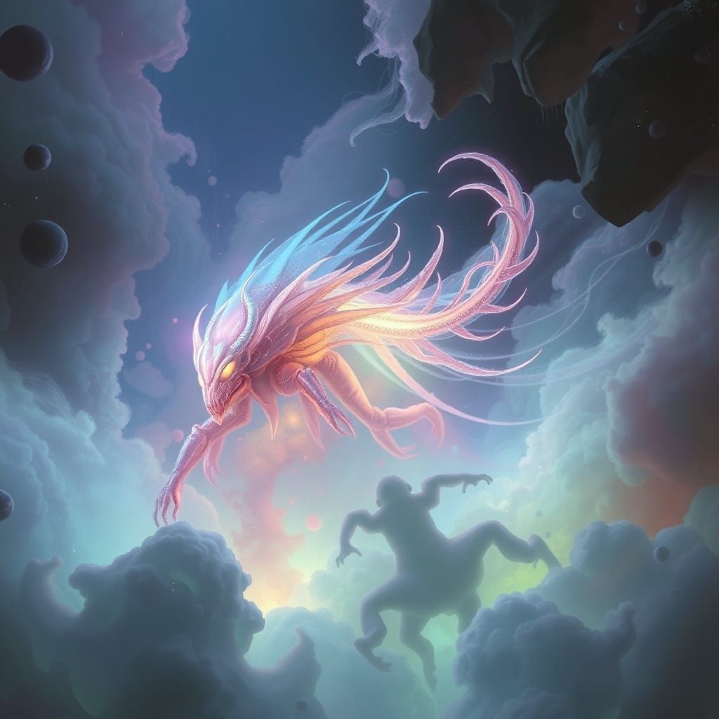 Ethereal Alien Creature in Biomechanical Style