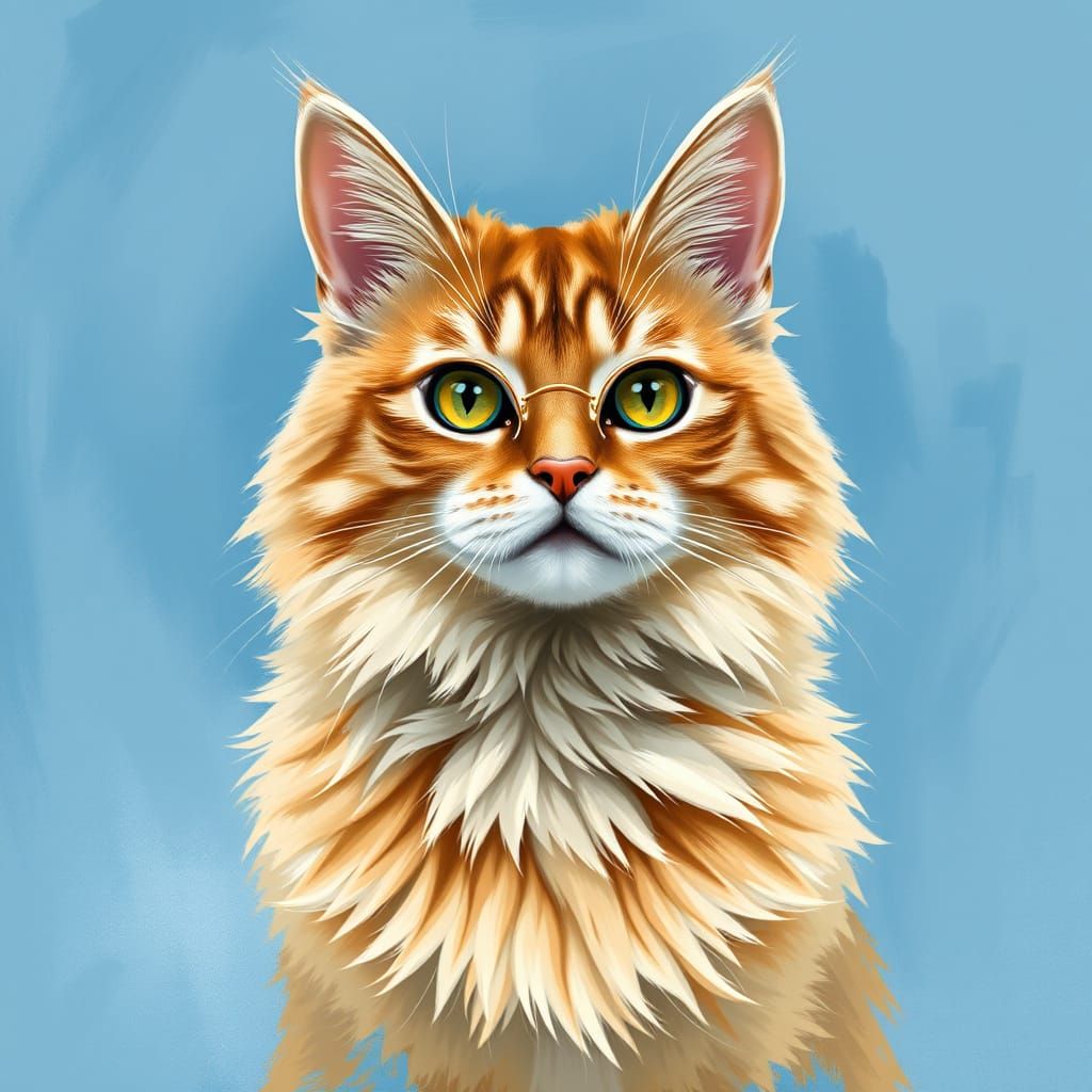 Tabby Cat in Glasses: Modern Portrait