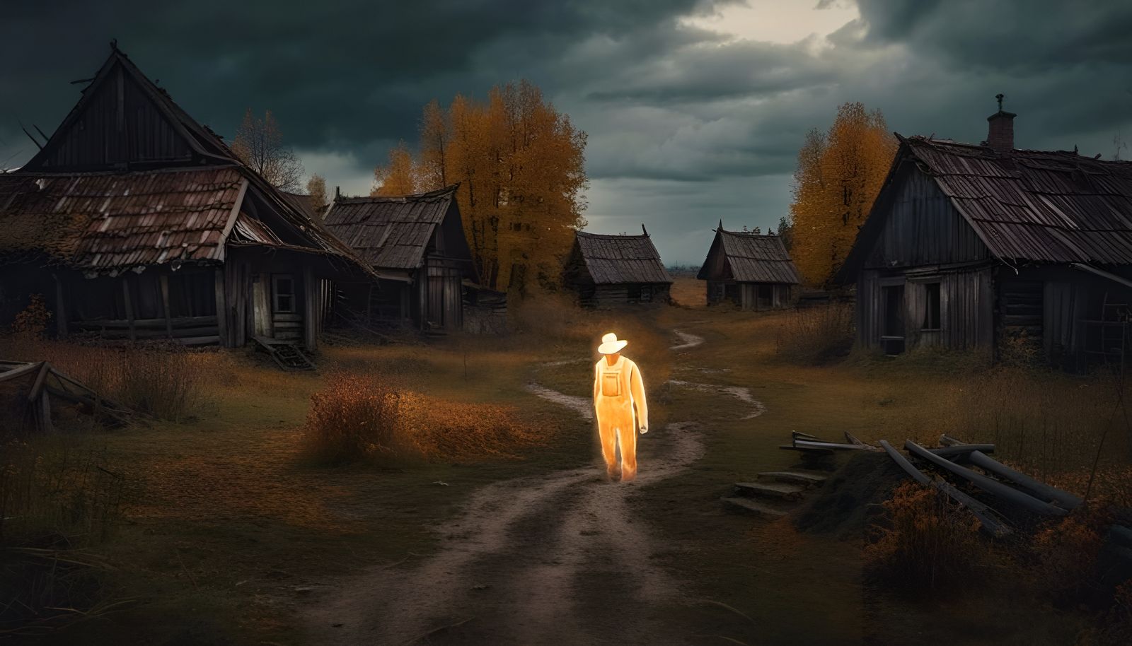 Ethereal Farmer Approaching in Liminal Space