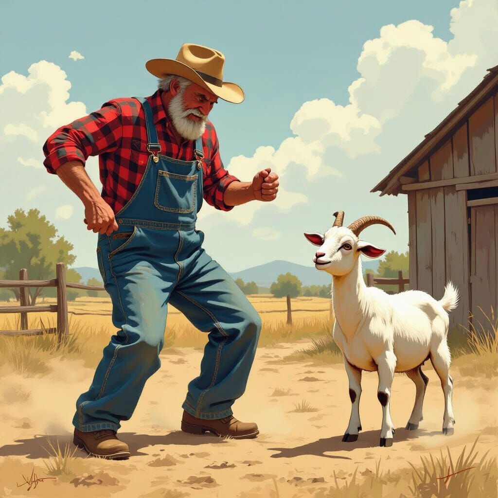 Farmer's Dance: A Whimsical Rural Scene
