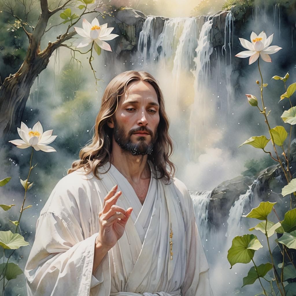 Jesus Christ in Watercolour Dreamscape