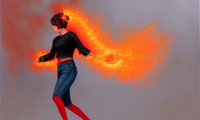 Fiery Woman in Oil Painting Style