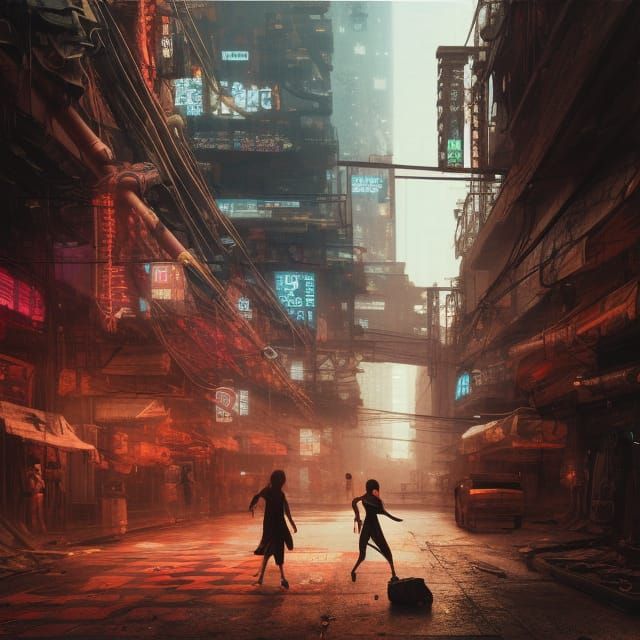 Cyberpunk Woman in Dystopian Future, Hyperrealism