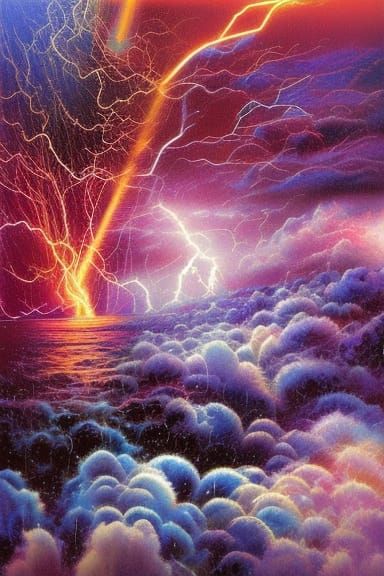 Hyperdetailed Fantasy Lightning Storm Art