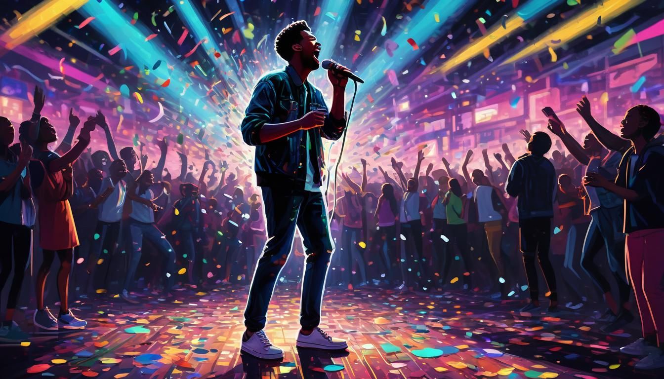 Vibrant Nightlife Illustration of Singer on Stage