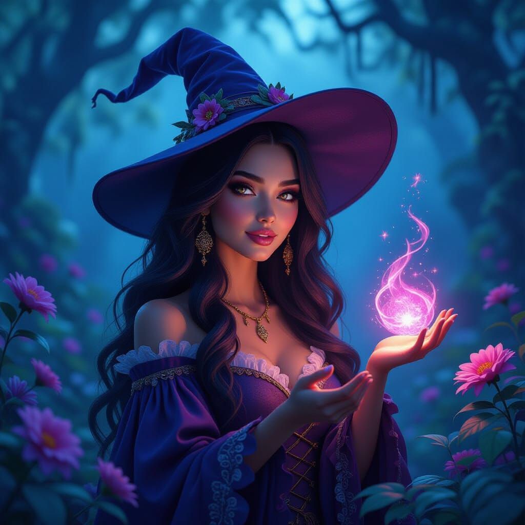 Witch in Love Amidst Enchanted Twilight Forest