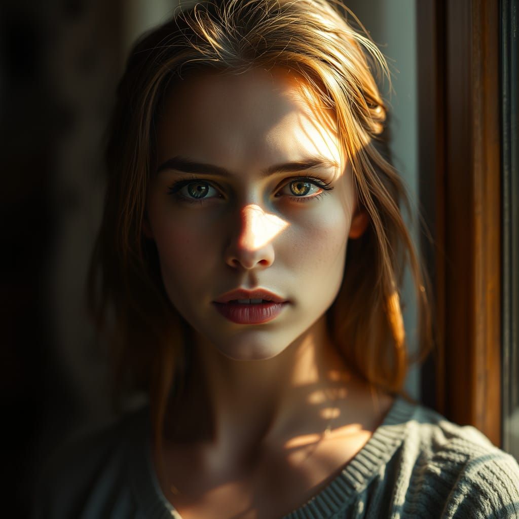 Warmly Lit Portrait in Amber Hues