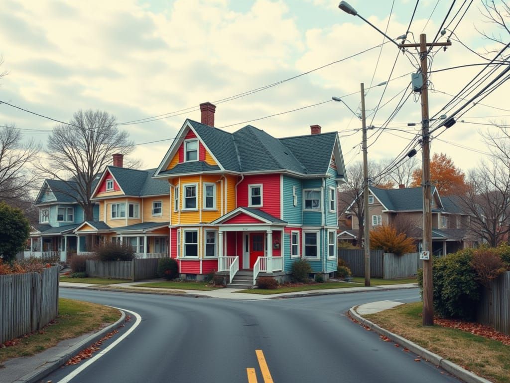 Biopunk House in Quiet Neighborhood, Realistic Detail