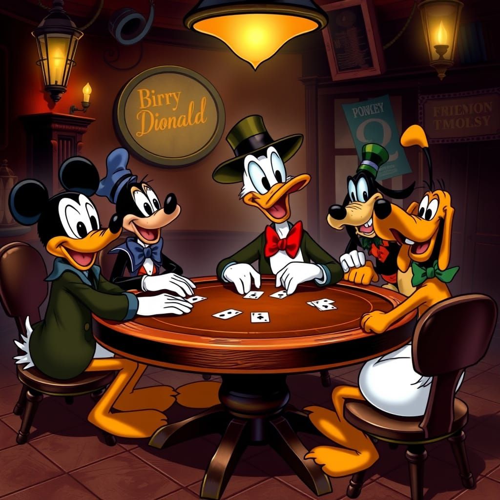 Vintage Disney Friends Gather for a Night of Poker and Laugh...