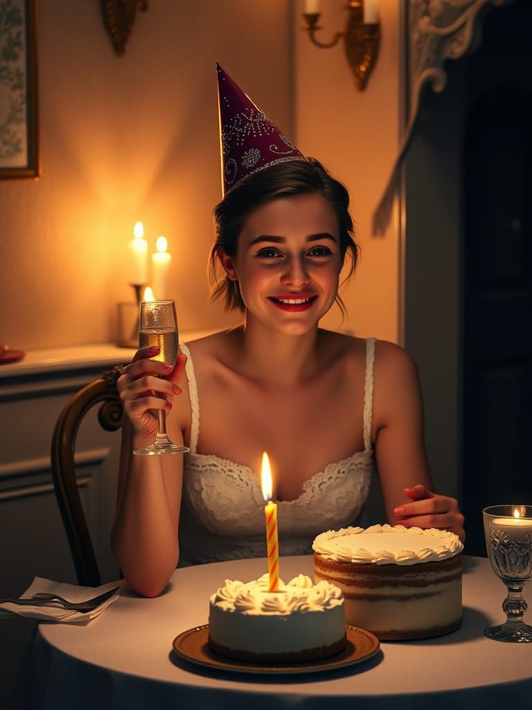 Whimsical Birthday Solitude in Soft Watercolors