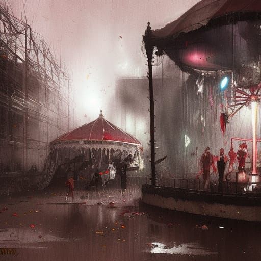 Sinister Abandoned Carnival in Dark Fantasy Style