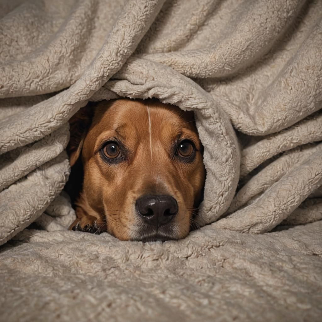 Dog Peeking Out From Under Blanket