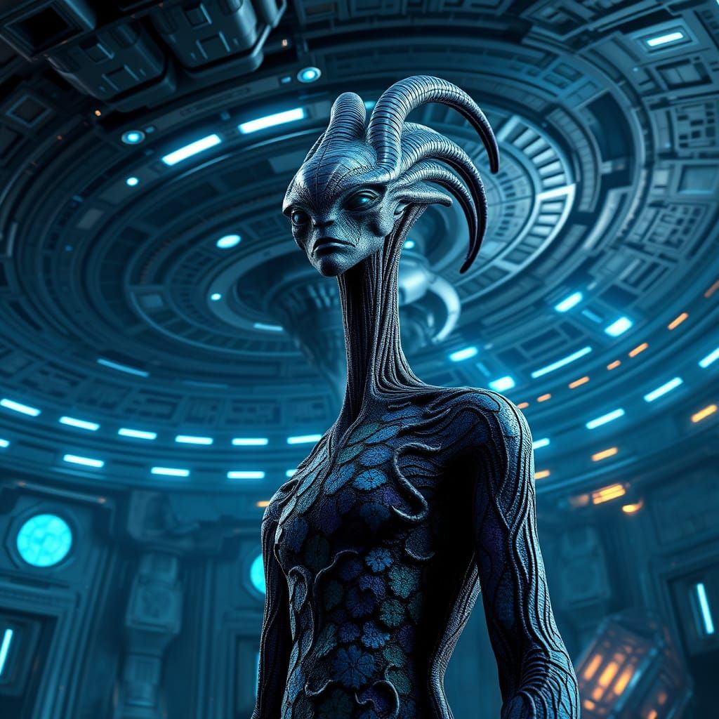 Majestic Babylon 5 Space Station with Elongated Vorlon Ambas...