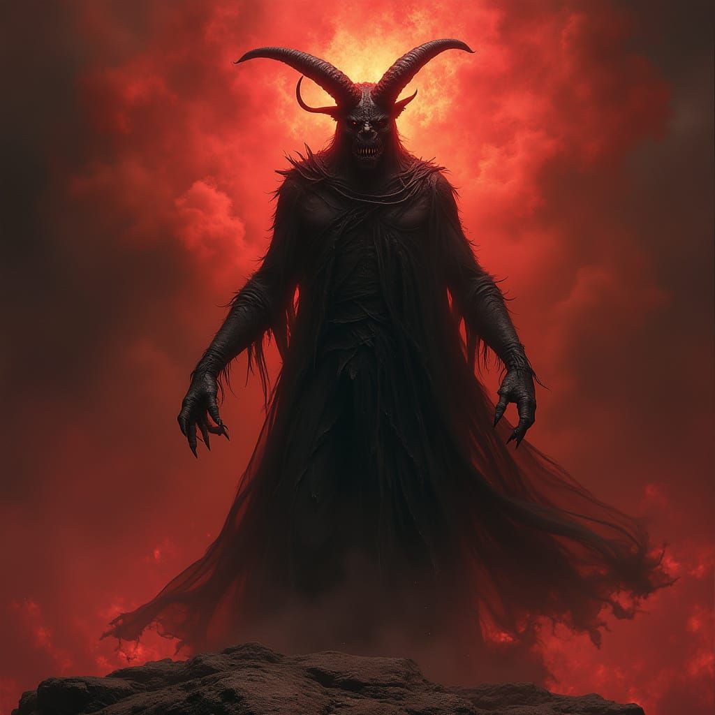 Gothic Devil in Fiery Vortex