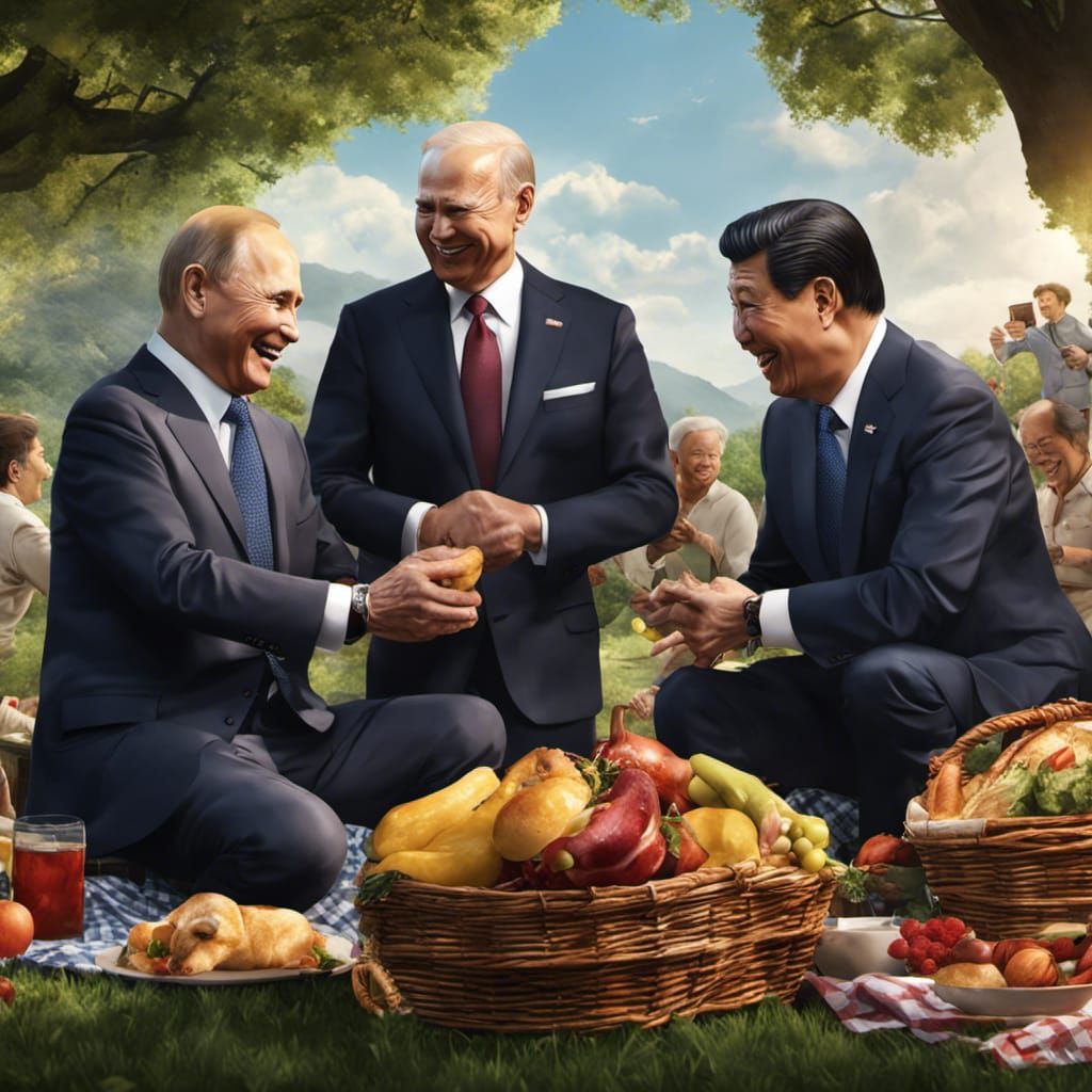 Putin, Biden and Jinping at a World Peace Picnic for world peace day (if only!)