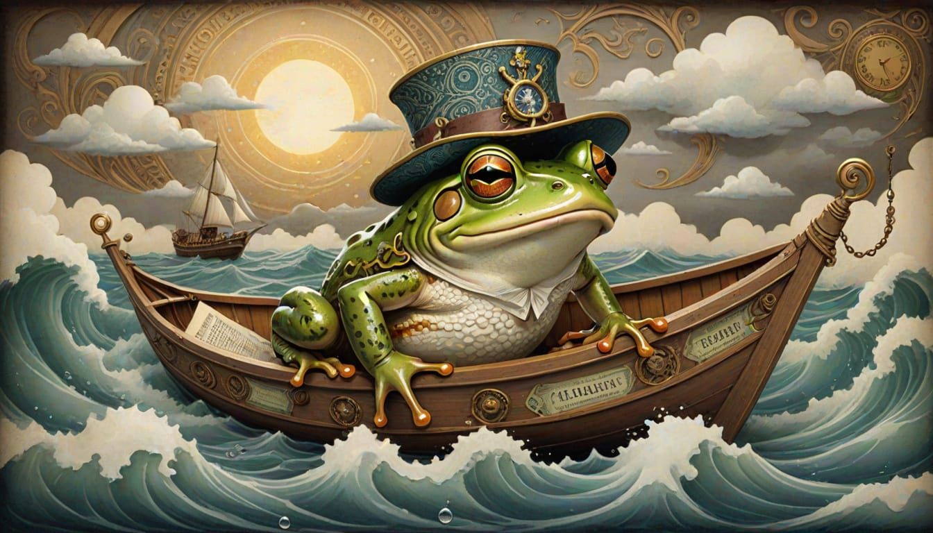 a frog wearing a captain's hat