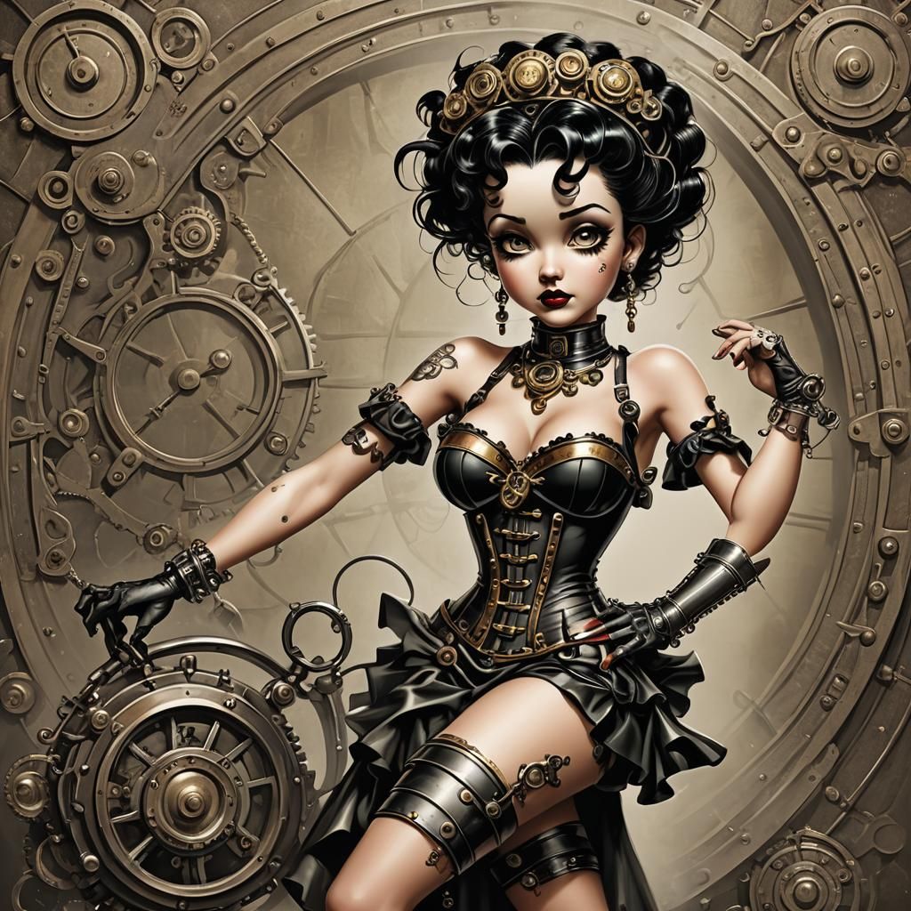 Steampunk Betty Boop in Renaissance Style