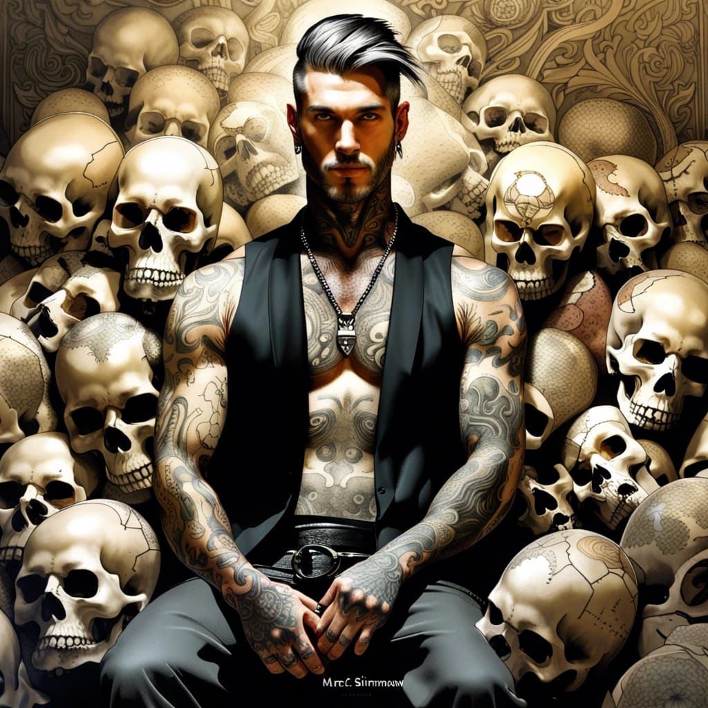 Tattooed Skull God Fantasy Portrait