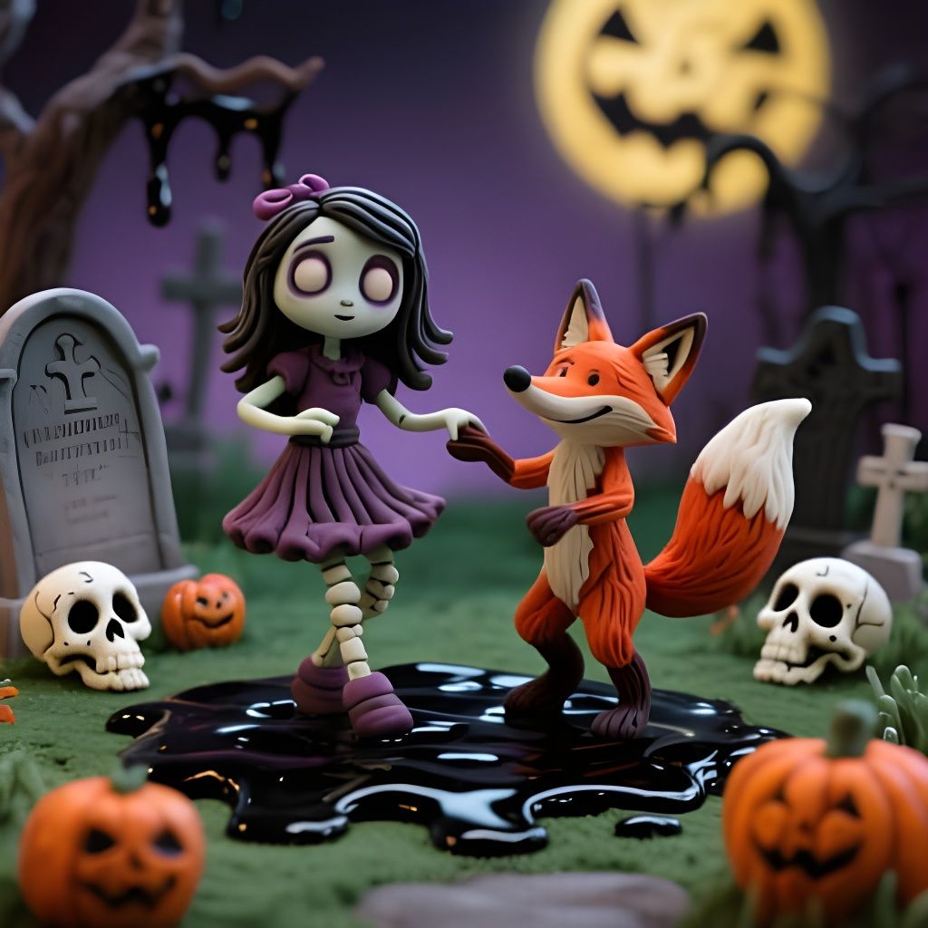 Cute Creepy Claymation Halloween Graveyard Dance