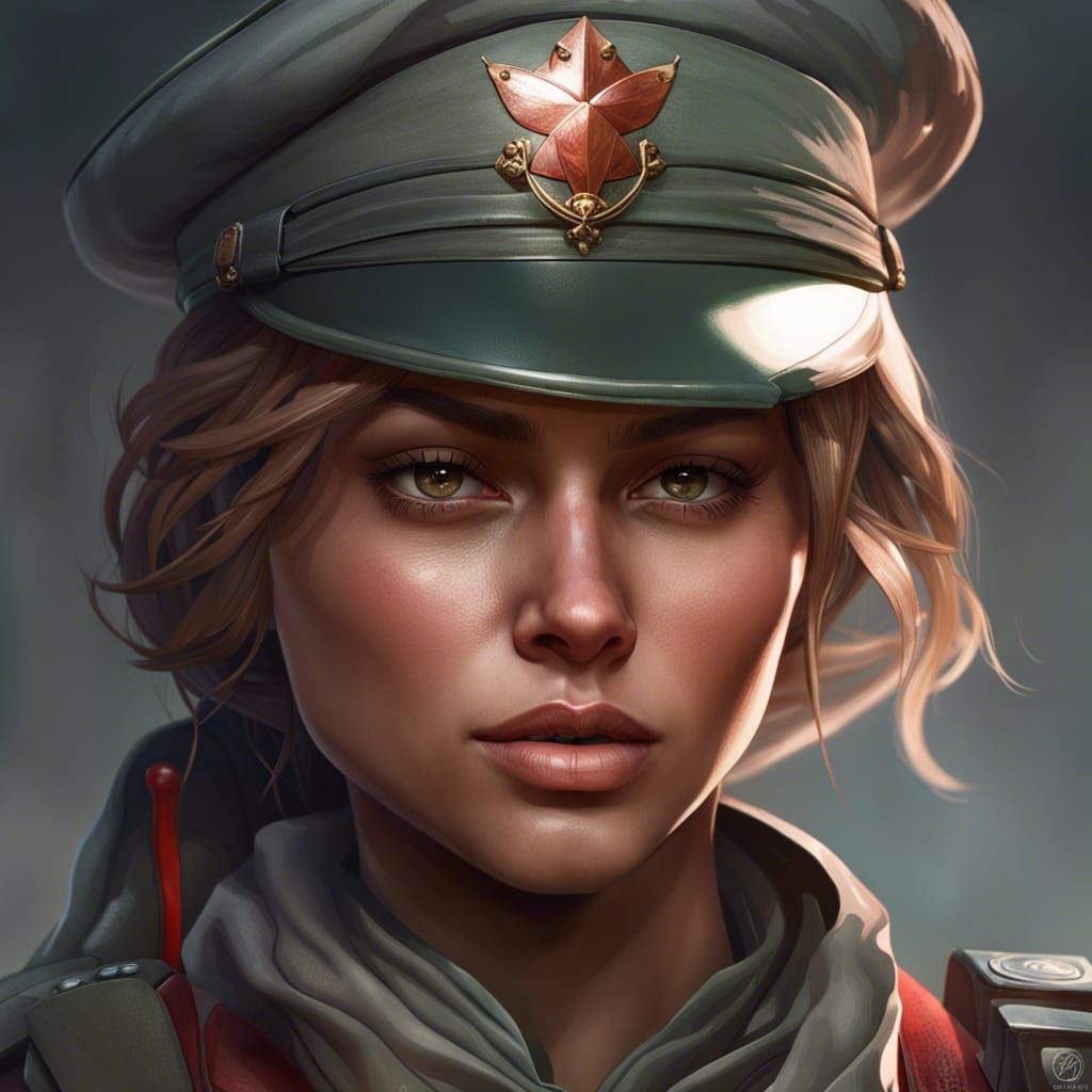Detailed Portrait of a Female Soldier