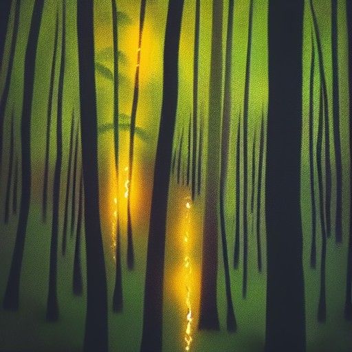 Fireflies Light Up Dark Forest