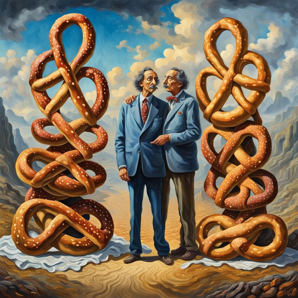 Hyperrealistic Pretzel People in Gouache Style