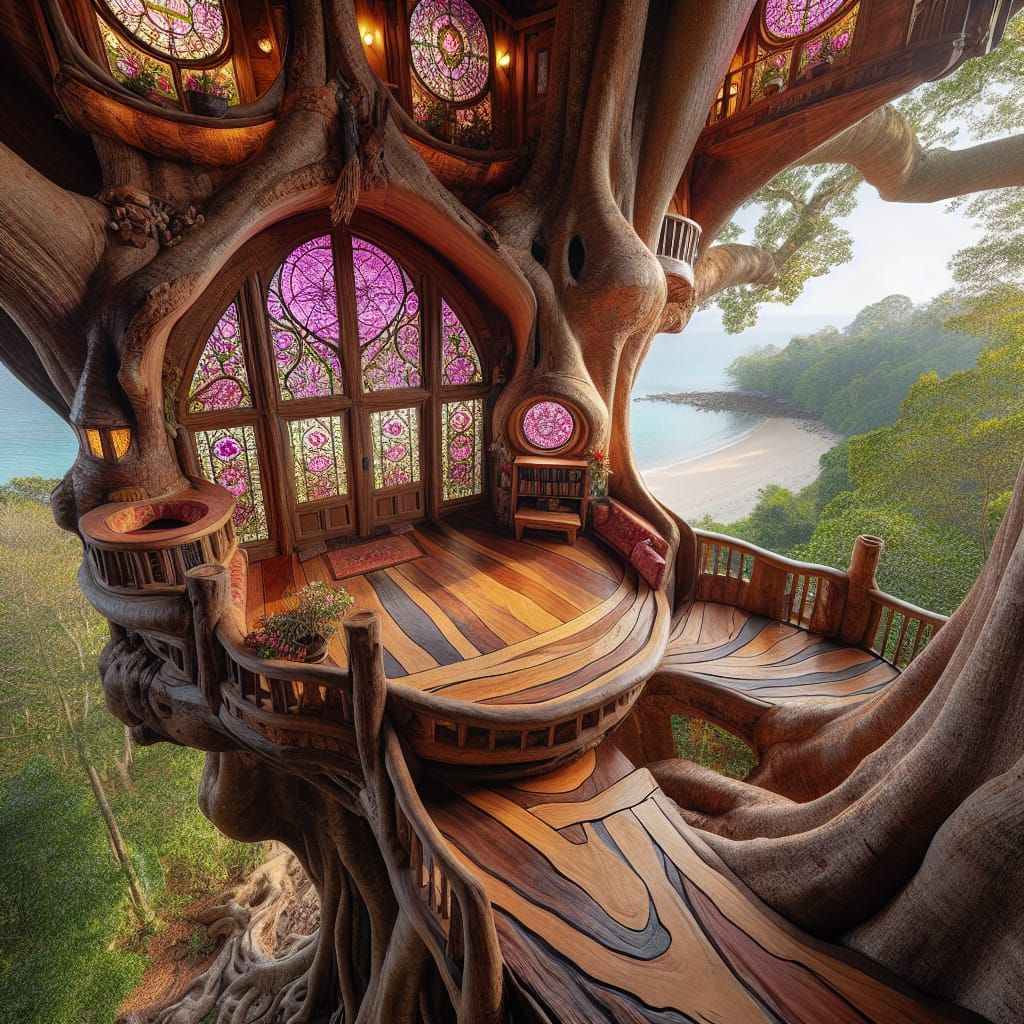 Whimsical Treehouse Perched High Amongst Treetops