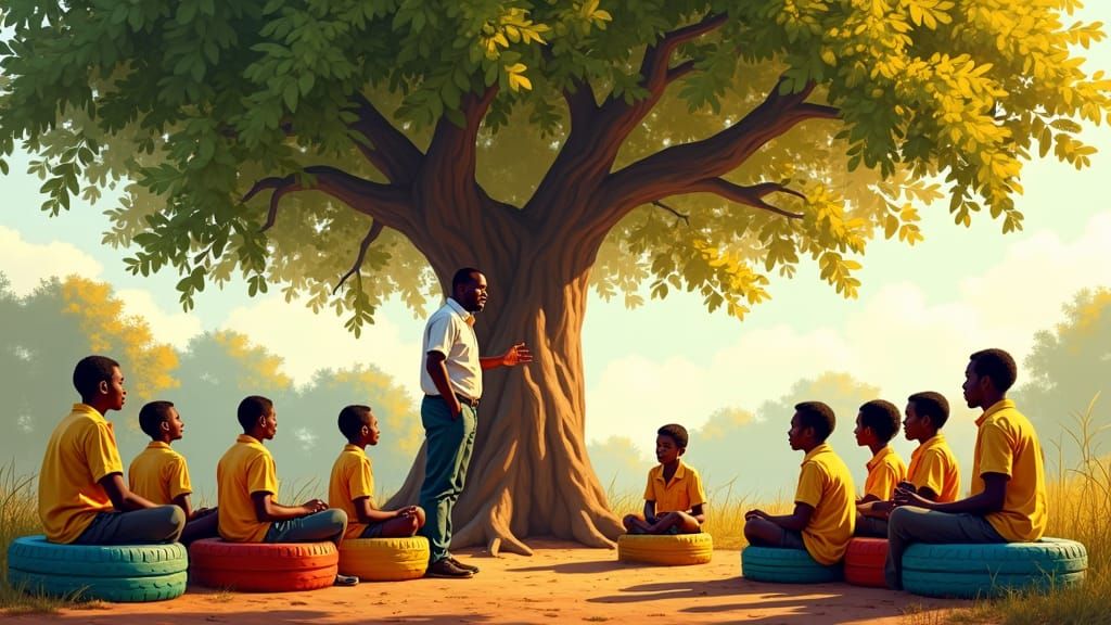 Amazing classroom under a mango tree. Part 2