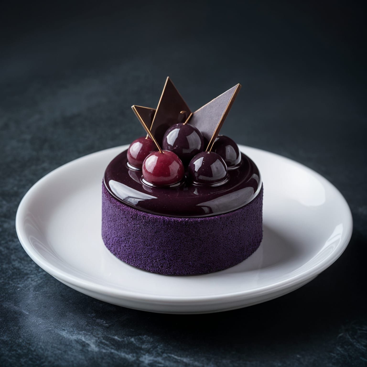 Minimalist Haute Cuisine Dessert with Violet Mousse