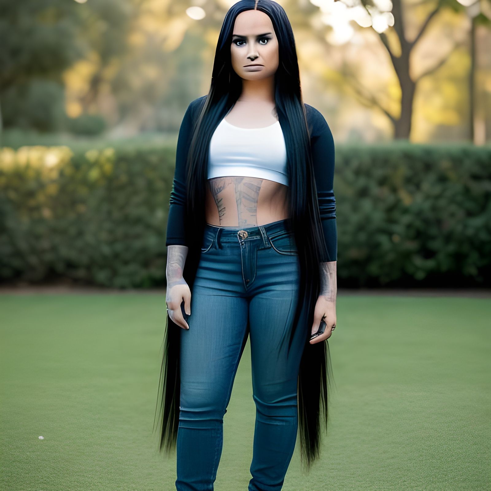 Demi Lovato Portrait with Extremely Long Hair
