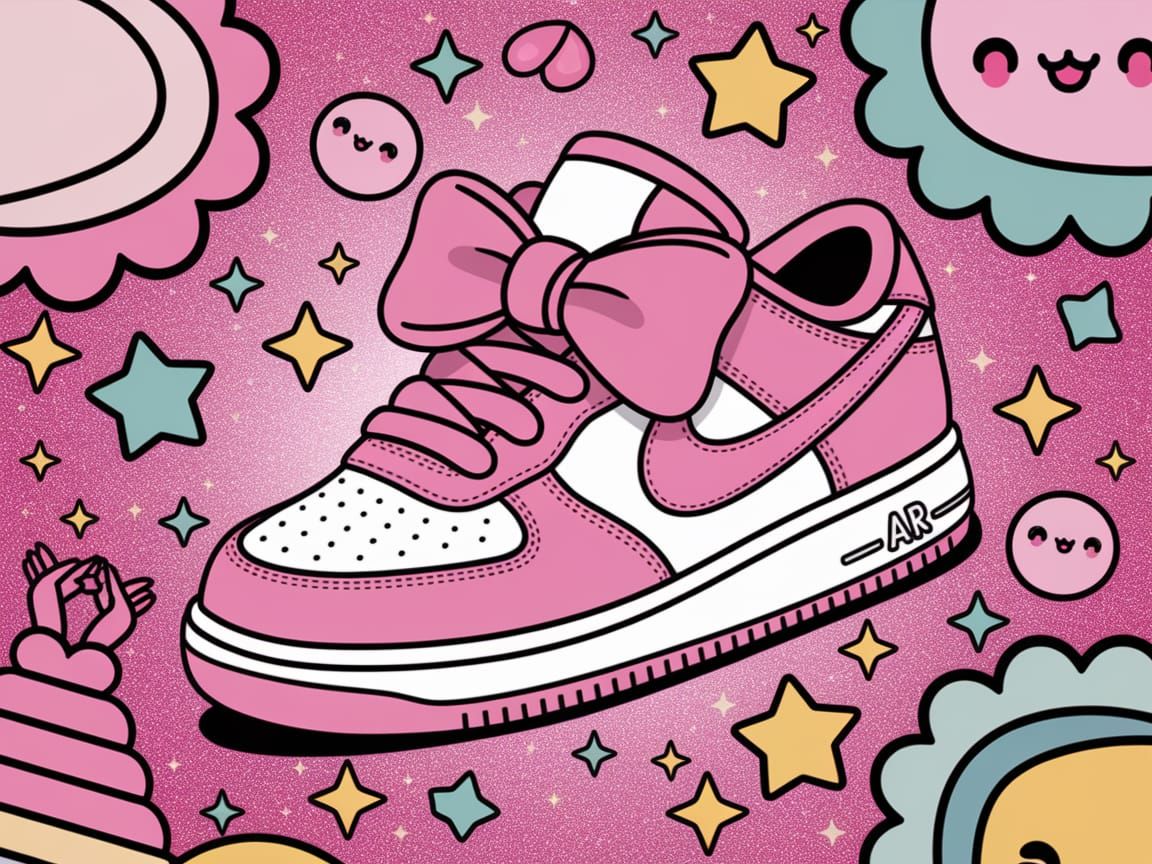 Pink Kawaii Sneaker with Bow and Glitter