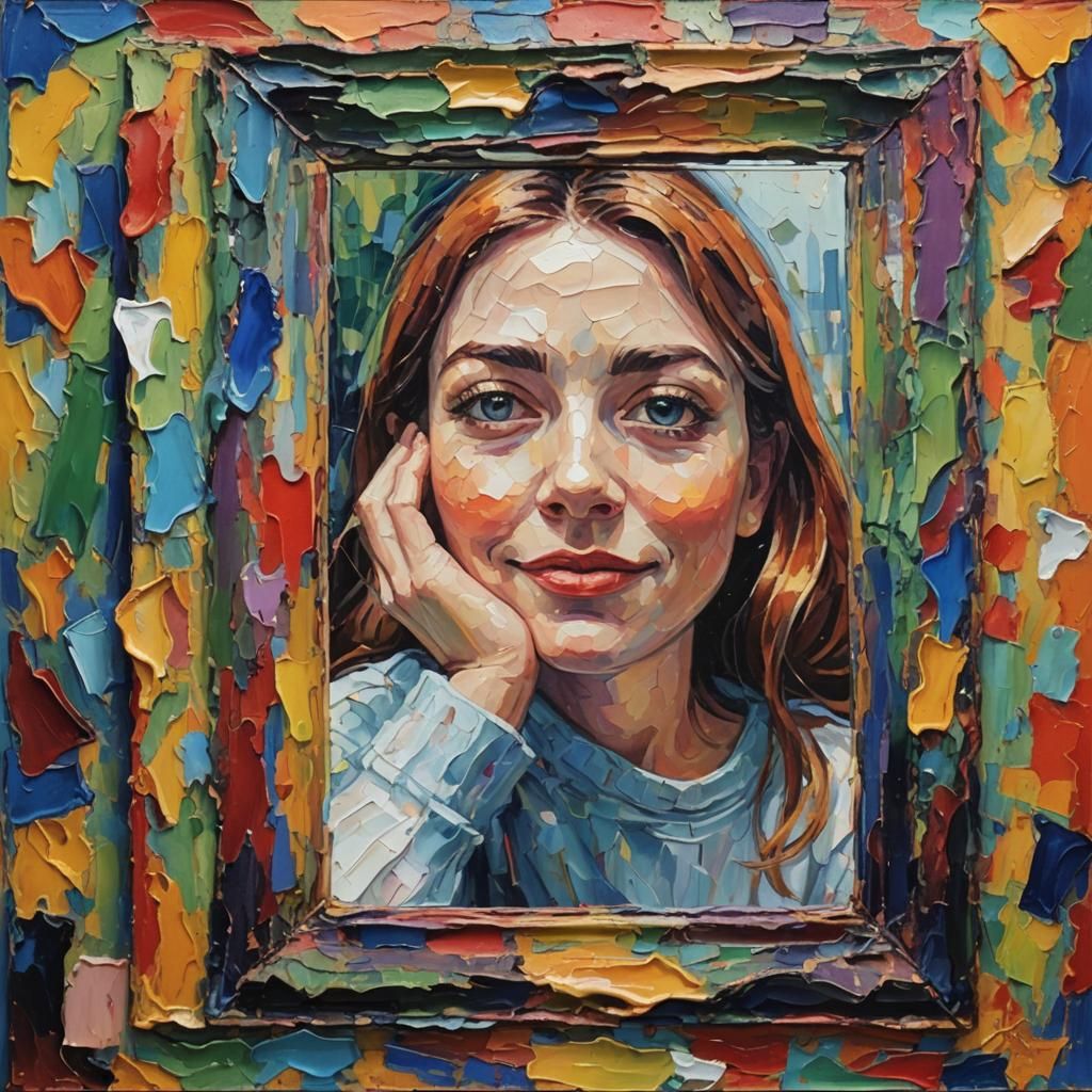 Expressionist Portrait in Impasto Style Oil Painting