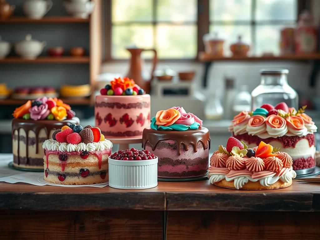 Gourmet Cakes Still Life in Hyperrealistic Food Photography