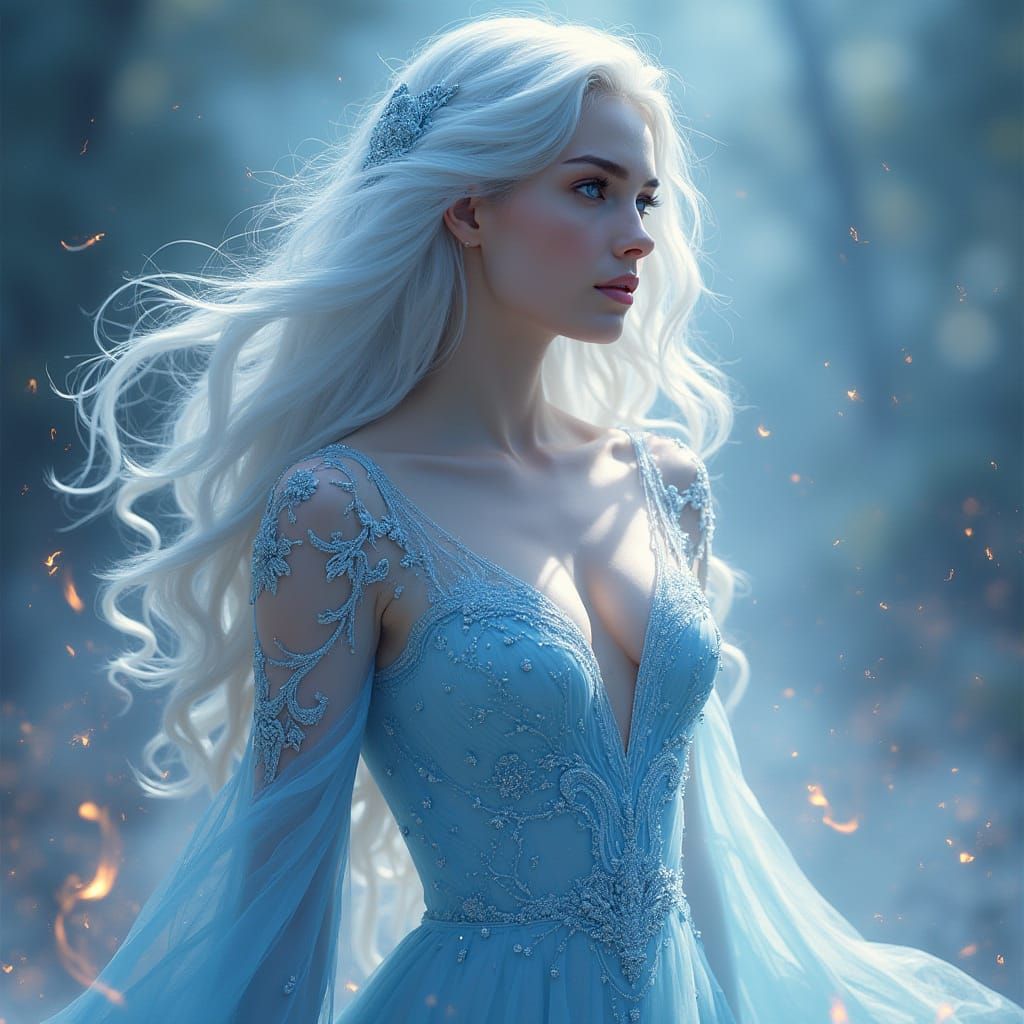 Regal Goddess in Harmony with Fire and Ice