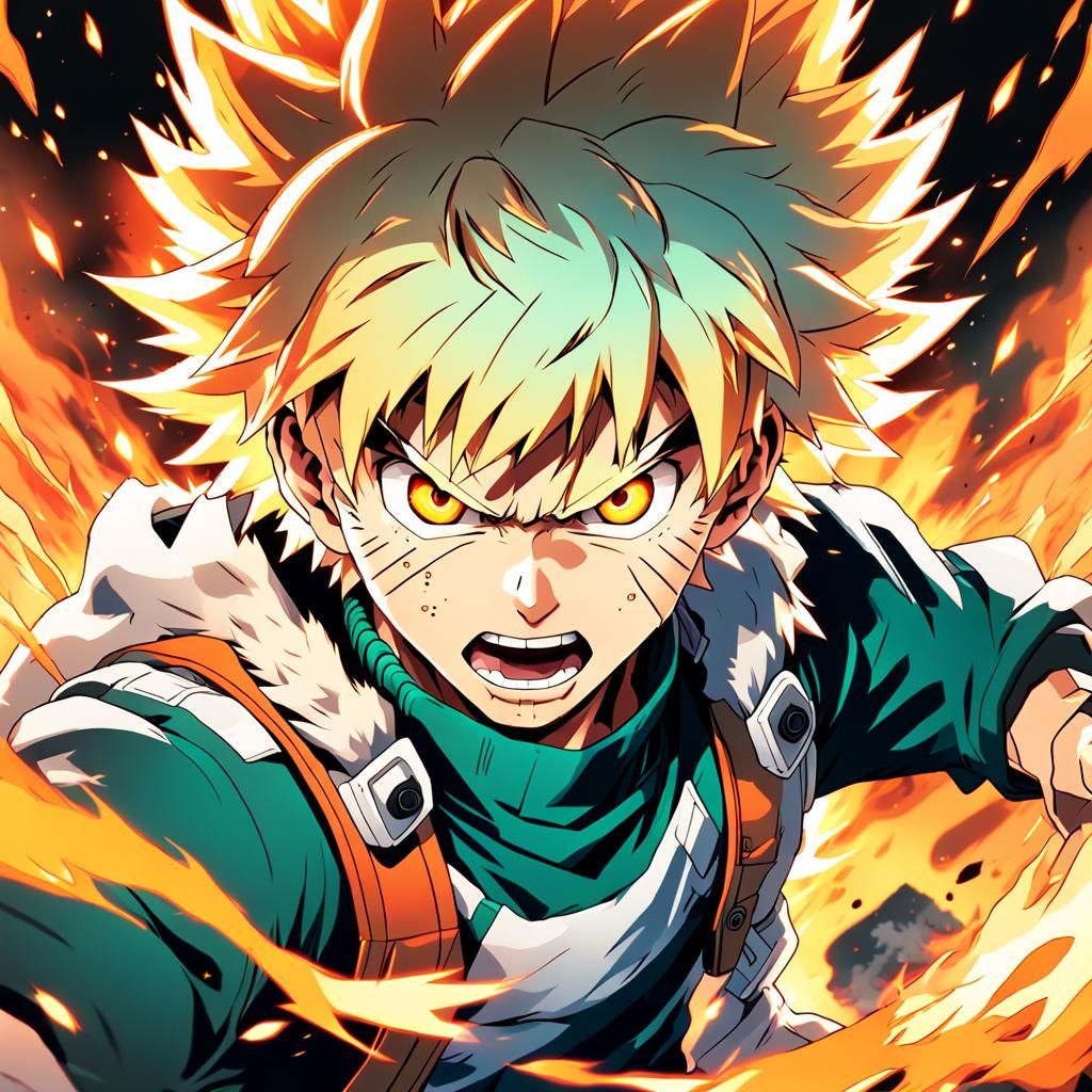 Dynamic Anime Portrait of Katsuki Bakugo