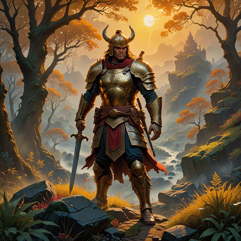 Fantasy Warrior in Oil Painting Style