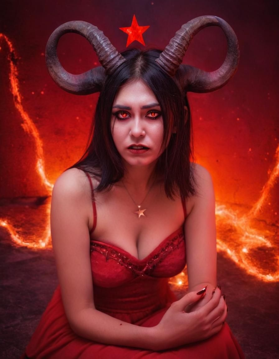 Lonely Demon Woman Searches for Lost Love in Fiery Cosmos
