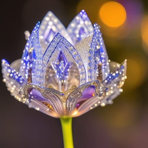 Intricate Crystal Tulip in Dynamic Lighting