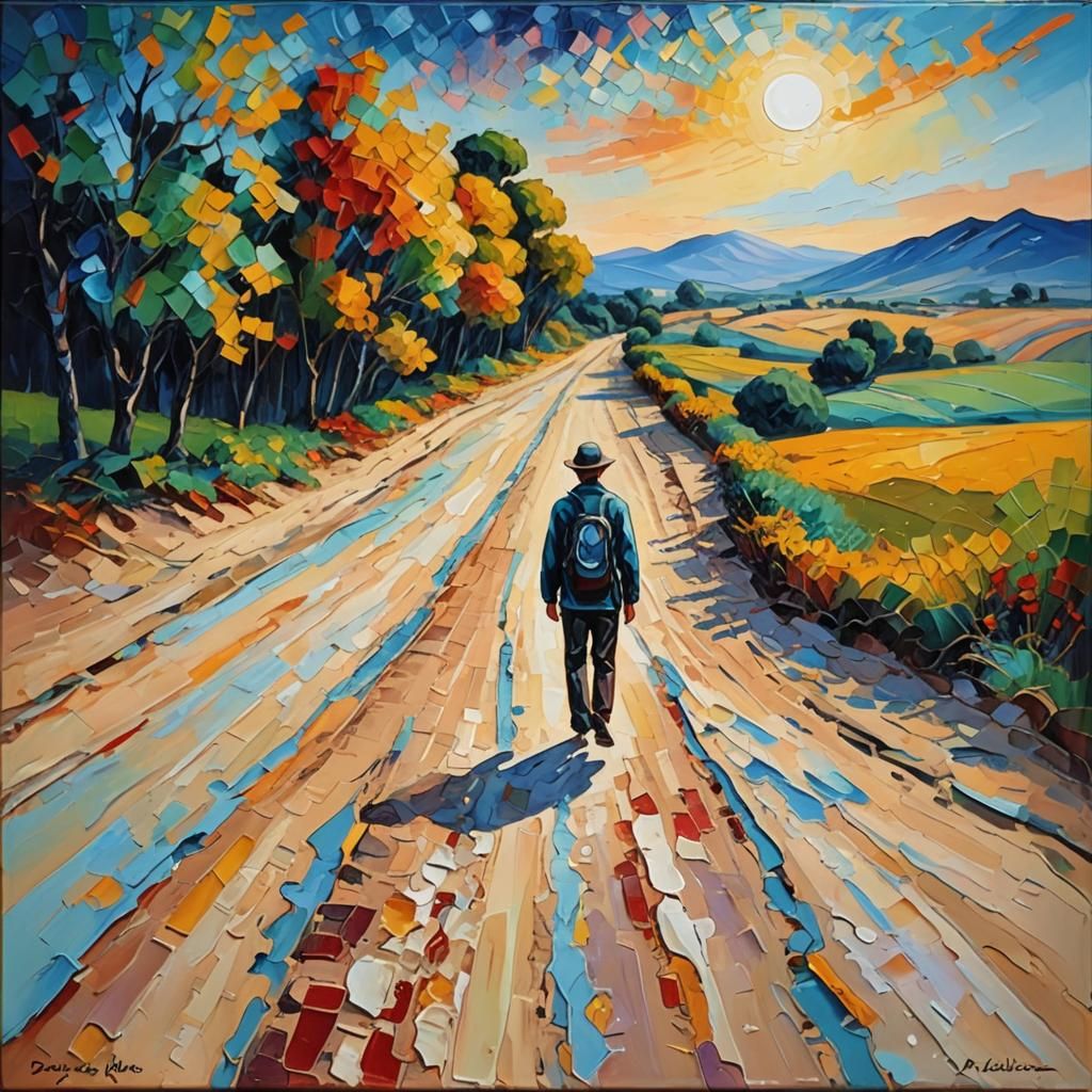 Expressionist Walker on Endless Road, Neo-Impressionism