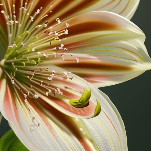 Hyperrealistic Lily Flower Portrait with Dew Drops
