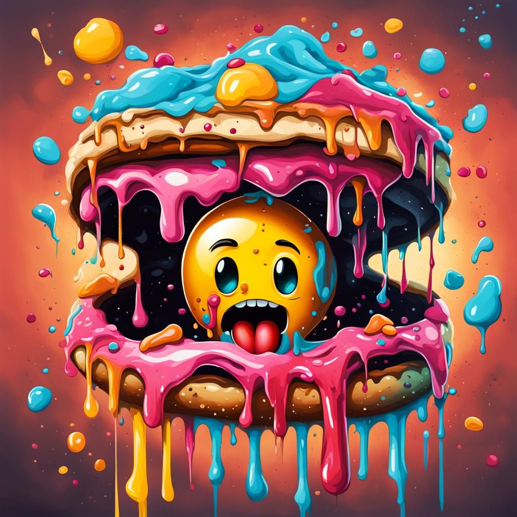 Drooling Emoji in Graffiti Splash Art Style