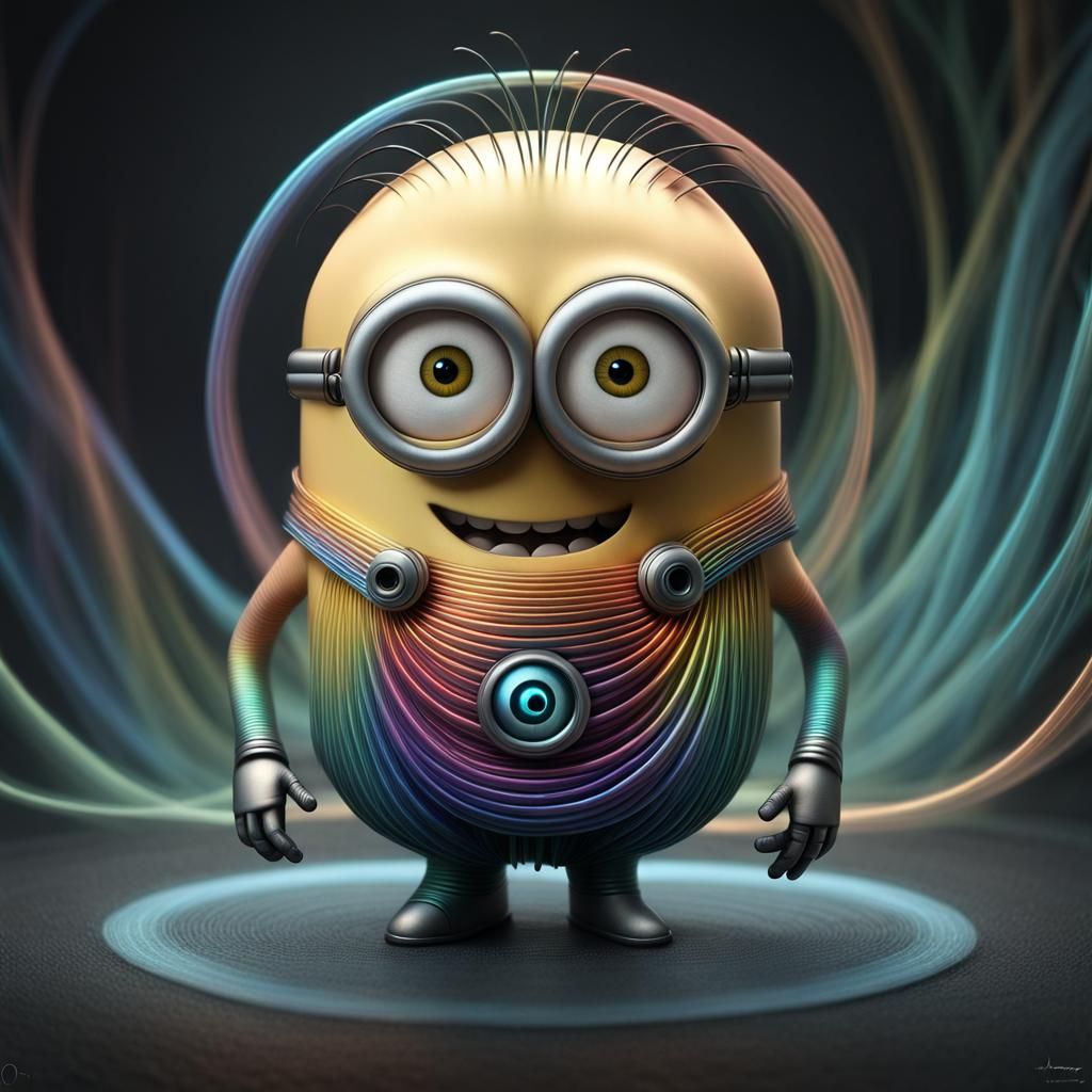 Rainbow Metallic Minion Sculpture by Anton Semenov