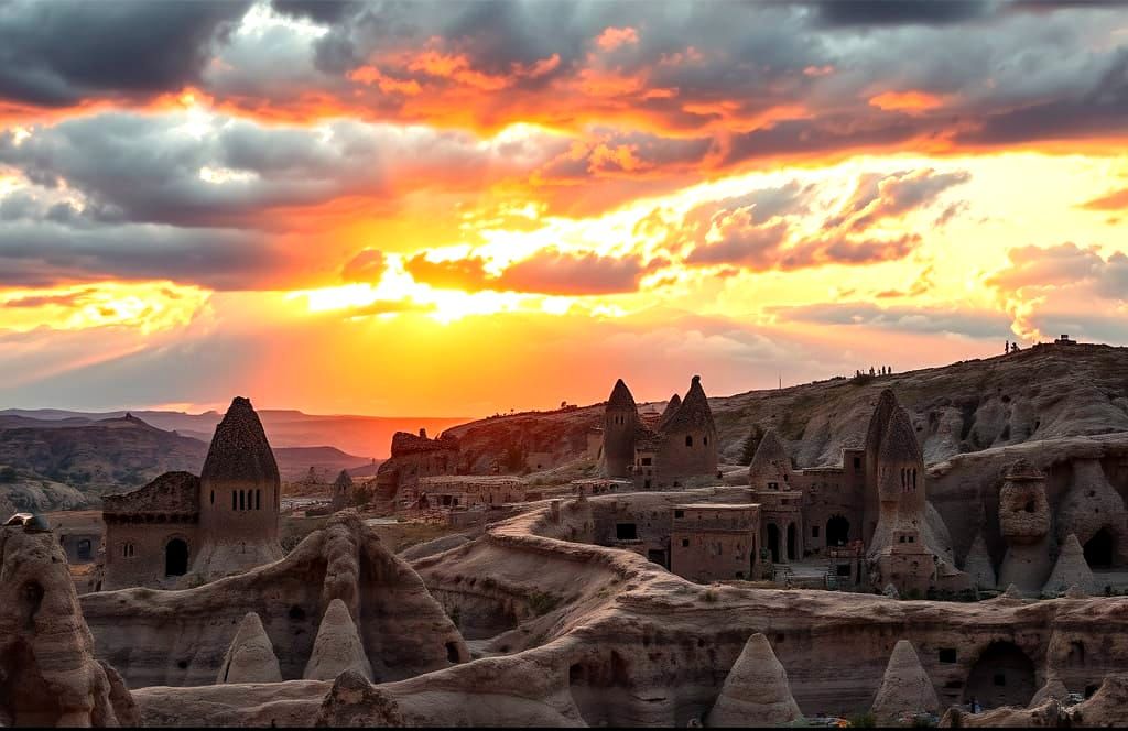 Surreal Cappadocia Cave Homes in Vibrant, Moody Lighting