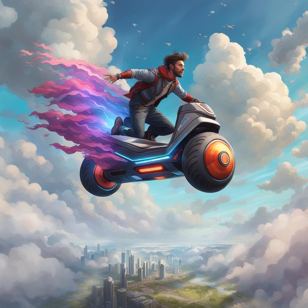 Shape Shifter on Hoverboard, Hyperdetailed Concept Art