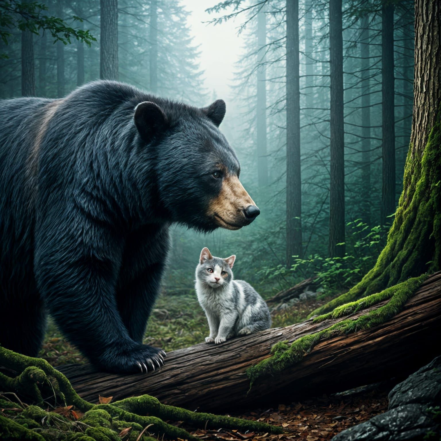 Friendly Bear and Cat in Smoky Mountains