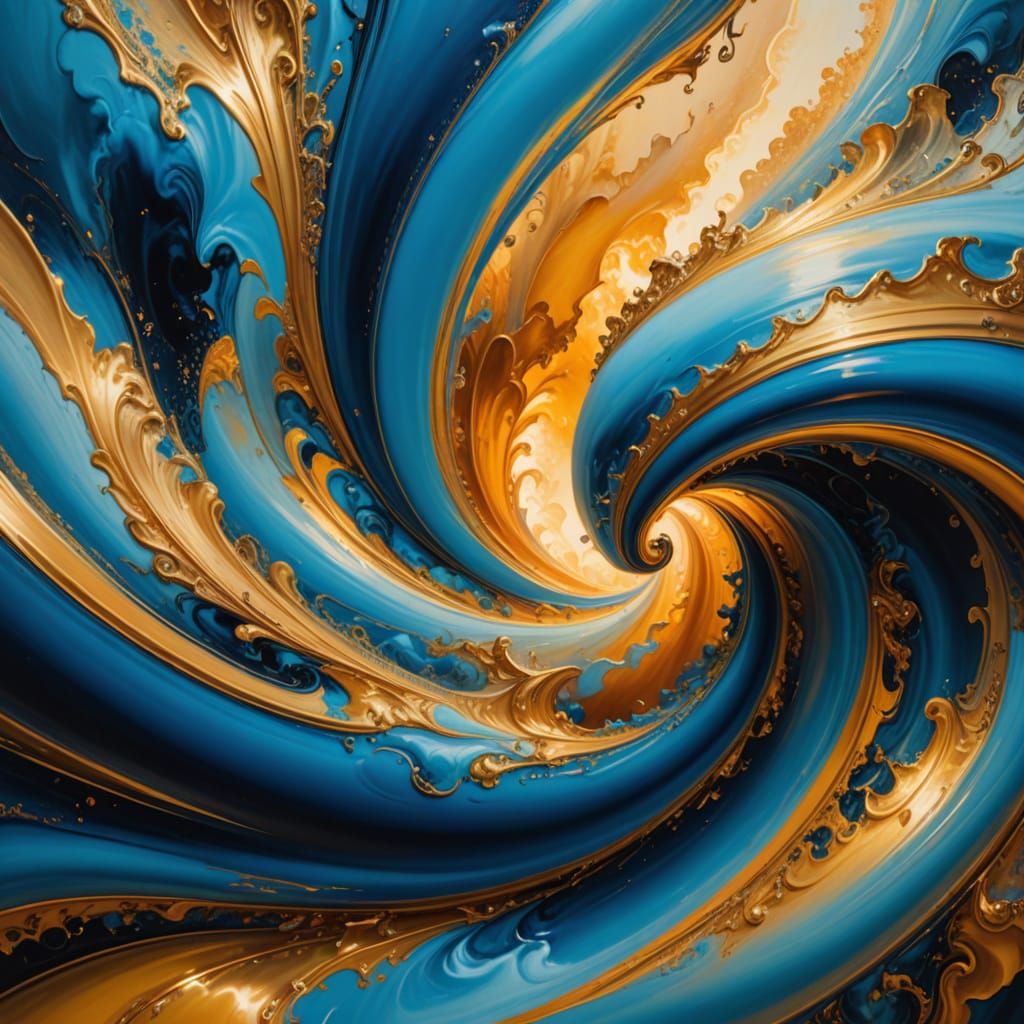 Surreal Blue Shape in Vibrant Oil Painting