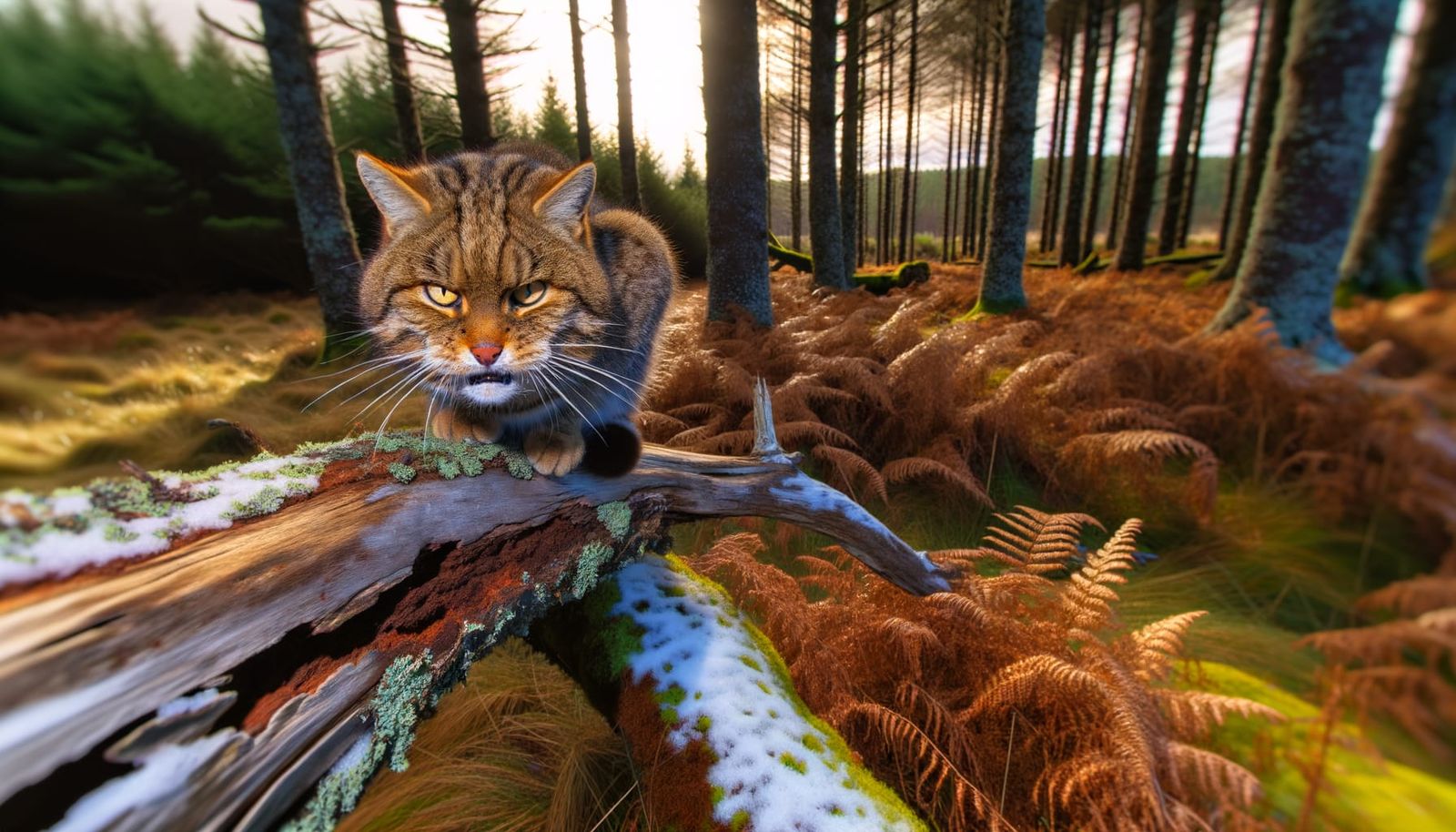 Scottish Wildcat Snarl in Misty Forest