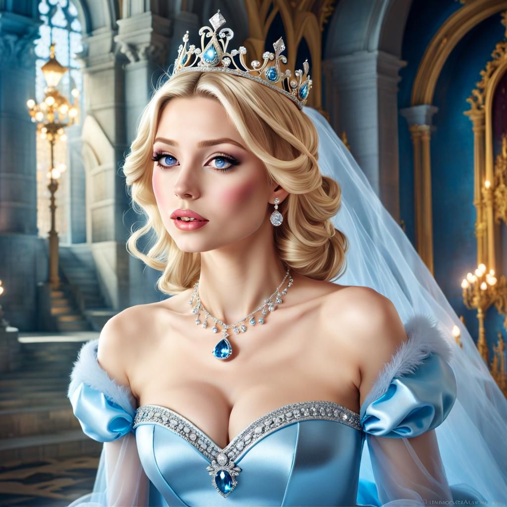 Princess in Blue Dress: Realistic 16K Photography